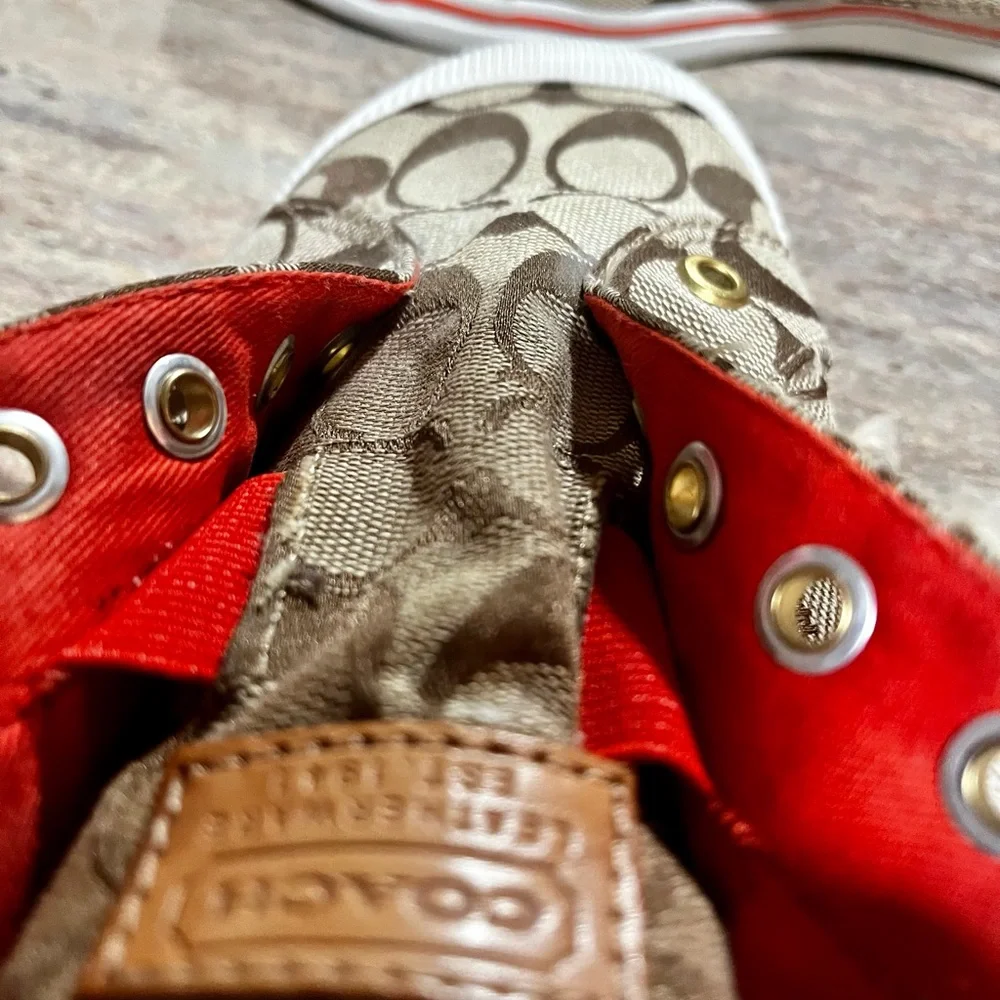 Coach Brown and Red Women's Sneakers - Picture 7 of 16